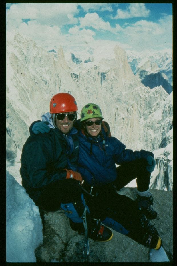 Shipton Spire, Pakistan 1998. Summit shot with the always missed Seth Shaw, by Kennan Harvey.